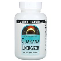 소스내추럴스 Guarana Energizer 과라나 구아나라 추출물 900mg 칼슘 Calcium 60정, 60 Count