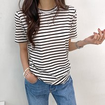 데일리앤 레이니 슬라브 스트라이프 라운드 반팔티셔츠