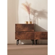유니크 나무컬러 2단서랍 거실 사이드장(60cm 4컬러) 콘솔 이쁜 북유럽 TV, 그레이