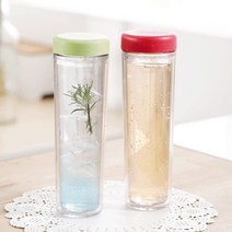 이중 물병 300ml 플라스틱 보틀 제작 인쇄 기념품 국산 각인 문구 투명 생수 물통, 그린