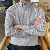 구김없는 정장 남자 스판 와이셔츠 (라이트 스트라이프)