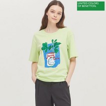 베네통 화분 드로잉 티셔츠 BATS68131 GN