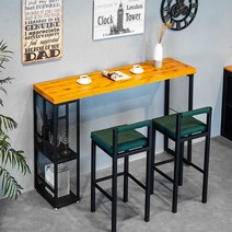 예쁜 빈티지 질좋은 좁고 긴 홈바 테이블 우드 식탁 원목 아일랜드식탁 맞춤제작, 140x40x105x5