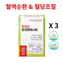 닥터루템 혈액순환 개선제 혈당 조절 영양제 은행잎 바나바잎 추출물 징코앤바나바, 3개, 30정