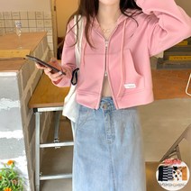 Emixx 여성 이중지퍼 크롭 후드집업 LGS1072 + 양말