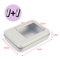 사각틴케이스 1+1 틴케이스 원플러스원 악세사리트레이 티백보관함 사각캔 미니틴케이스 틴박스 사각깡통 철제상자 철상자 철제케이스 틴캔 차틴케이스 미니케이스 철제트레이 캔디통 차케이스, 뚜껑분리형-투명창 소