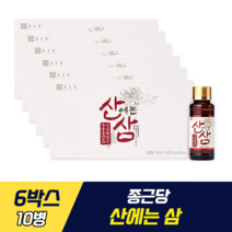 종근당 산에는 삼 피로 회복 원기 충전 산삼배양근 추출물 산삼 국내산 홍삼 진한 농축액 아미노산 타우린 함유 에너지 생성 피로감 개선 활력 증진 면역력 증진 비타민B1 비타민B2, 10병, 6박스