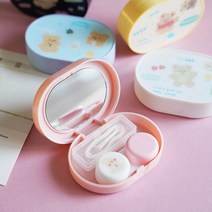 로모주 큐트 렌즈 케이스 세트 (집게+흡착봉+렌즈통+거울) KN-05052, 핑크토끼