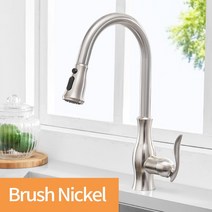 필터샤워헤드 샤워기세트 홀더 샤워헤드 해바라기샤워 블랙 주방 수도꼭지 데크 마운트 믹서 탭 싱글 레버 풀아웃 용수철 주둥이 크레인 싱크대 360 도 온수 냉수, 5.Brush Nickel B