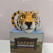 호랑이 머리 사자 동물 세라믹 컵 3D 입체 머그 컵 물, 양 거꾸로 컵