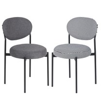 올라체어 1+1 카페 패브릭 디자인 베르판 원형 예쁜의자 화장대 하운드체크 그레이, 그레이1+하운드체크1