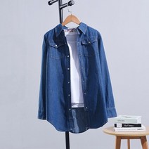 여자 청남방 청난방 코디 롱 진청 연청 크롭 흑청셔츠 흰남방 여성 셔츠 데님 코튼 탑스