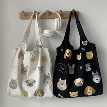 강아지 일러스트 캔버스 가방