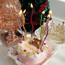 고퀄 웨이브 생일 케이크 초 [3color 꽈배기 촛불 생일초 특이한 파티 물결초 케익 파티캔들], 레인보우파스텔