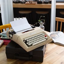 (Made in Spain) 아날로그 영문 수동 타자기 올리베티 Olivetti Lettera 35 Typewriter (Beige)+New Ribbon+Case