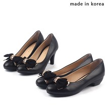 빅사이즈 스몰사이즈 여성 리본 하이힐 플랫슈즈 펌프스 정장 면접 구두 3cm 7cm