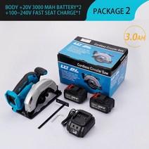 테이블쏘 Makita 18V 배터리 사용 전기 원형톱 185mm 레이저 가이드 및 보조 손잡이가 있는 다기능 절단기, [03] 2Battery 3.0A, [03] UK