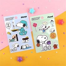 바보사랑 Peanuts 스누피 스펀지 캐스팅 스티커 2종.희망노트, 그린