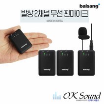 발상 2채널 무선핀마이크 개인방송 유튜브마이크 방송마이크 캠코더마이크 카메라마이크 무선마이크 재고보유, BSM200