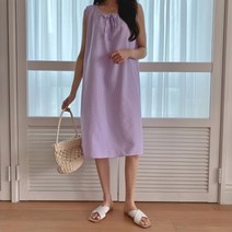 옷자락 [옷자락] 여자 리본 민소매 고방 체크 여름 원피스
