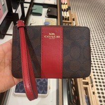 코치 아울렛 호환 시그니처 코너 짚 위슬렛 파우치 58035 손목지갑