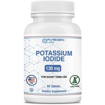 요오드화 칼륨 정제 130mg EXP 10/2025 코셔 요오드 갑상선 보충제 - 2팩 | 총 120정, 60개(1팩)