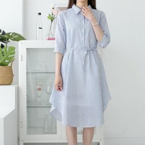 여자 중간 언발 보우 하프 후레아 원피스