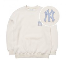 MLB 로고 베이직 후리스 오버핏 맨투맨 NY (Cream)