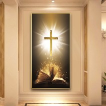 KURT 그리스도 기독교교 십자가 예수님 전체 큐빅 그림 현관 세로판 보석십자수 재료 만들기, 80x150cm