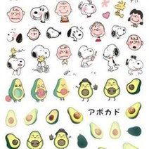 스누피 스티커 네일 캐릭터 아보카도 엠앤엠 네일 스티커, 스누피2