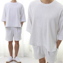 남자 7부 반팔 상하의세트 츄리닝 커플룩 트레이닝 스윗셋업
