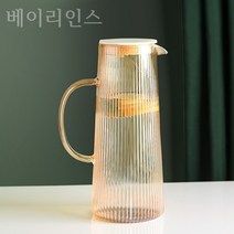 베이리인스 강화유리물병 손잡이물병+유리컵4p 세트, 10-골드 단주전자-1300ml