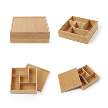 대나무 화장대 책상 탕비실 5칸 정리 수납함 데스크정리 우드박스