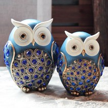 로데코 행운 부엉이 인테리어 장식 소품 인형 개업 집들이 사무실 선물, 그린