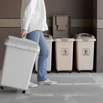 회사 야외 사무실 바퀴 터치형 손잡이 분리수거함 어린이집 기숙사 유치원, 1개, 솔보휴지통30L(아이보리3p)