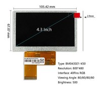 모니터40인치 울트라 와이드 모니터 티비 tv LCD 모니터 디스플레이 4.3 인치 800x480 480x272 FPC 40, 02 K50