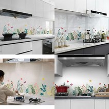 오염방지 투명 시트지 2P세트 90X60M 꽃 싱크대타일시트지 가스레인지벽, 2개