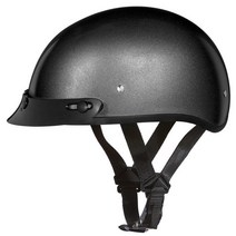 Daytona Helmets 하프 스컬 캡 오토바이 헬멧 - DOT 승인 무광택 블랙 M 바이저 포함, Hi-Gloss Black