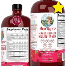 MaryRuth 우먼 여성 여자용 멀티비타민 종합비타민 맨 남성 남자 성인어린이 비건 액체 비타민 Vitamin미네랄 뷰티에너지 부스터 라즈베리 설탕 무첨가 400ml 15.22온, Raspberry, 15.22 Fl Oz (Pack of 1) 강철체력