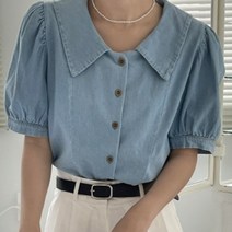 캐주얼 스탠다드핏 청 스판 블라우스