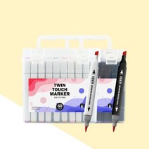 트윈터치 마카펜 60색 블랙바디 PP케이스 다양한색상 디자인칼라 미술 컬러링, 상세페이지 참조, 상세페이지 참조