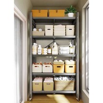 베란다 수납선반 5단 다용도 폴딩 진열대 정리 이동형, 3 블랙-5단