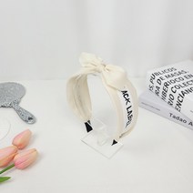 무이토린다 아이보리 레터링 블랙라벨 리본 반다나 헤어밴드