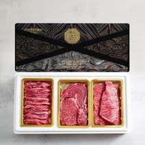 우마왕 한우 1++ No9 하이엔드 구이용 오마카세 명품 추석선물세트 (냉장), 600g, (삼복)등심+갈비+채끝