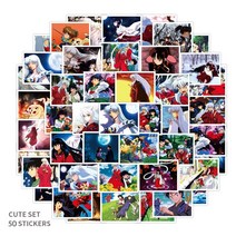 캐리어스티커 여행가방꾸미기 이누야샤 방수 스티커 50 피스 스케이트 보드 여행 가방 휴대폰 노트북 수하, 한개옵션0