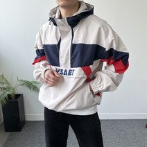 트리플배색 바람막이 남자오버핏 반집업아노락자켓 2color