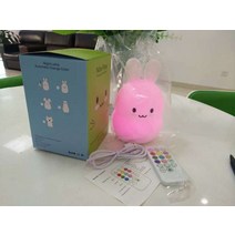신생아수유등 아이방수면등 아기 콘센트 무드등 토끼 led 터치 센서 원격 9, RGB, 협력사, 리모콘으로