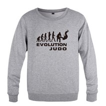 코믹 창의 남성 라운드 맨투맨 긴팔 슬리브 유도 진화론 Judo