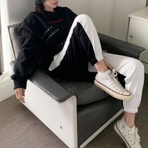 걸크러쉬 배색 트윈 투톤 스트링 조거 팬츠