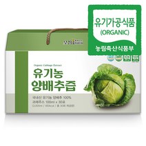 황지네이처 친환경 유기농인증 유기농양배추즙 과채주스 고형분 4% 100ml, 30개